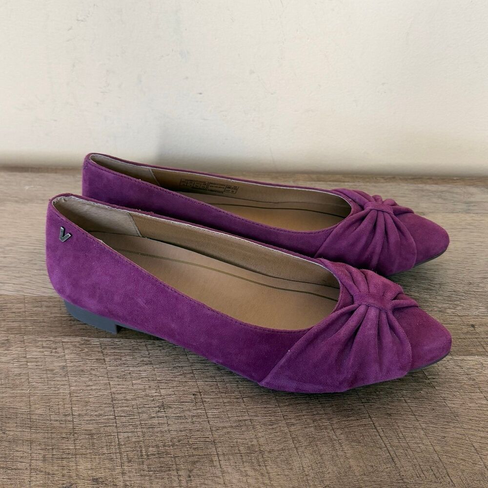 Vionic Gem Gramercy Ballet Flats Pointy Bow Toe Merlot purple size 5